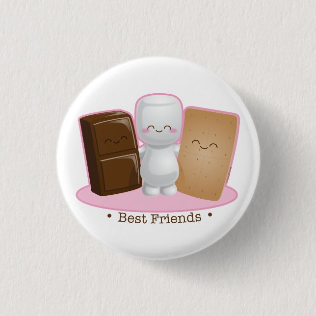 Macaron Rond 2,50 Cm Bouton rond d'amis de S'mores (Devant)