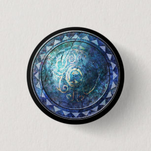 Macaron Rond 2,50 Cm Bouton rond de bouclier - emblème bleu de Sun
