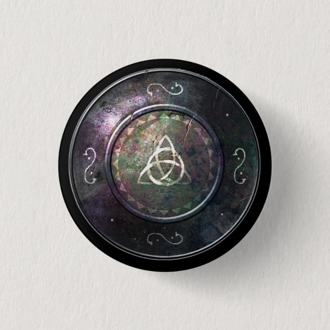 Macaron Rond 2,50 Cm Bouton rond de bouclier - emblème de Triquetra (Devant)