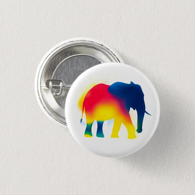 Macaron Rond 2,50 Cm Bouton rond Eléphant de peinture Spray coloré (Devant & derrière)