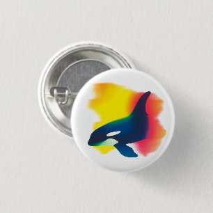Macaron Rond 2,50 Cm Bouton rond en silhouette Orca Peinture Spray colo