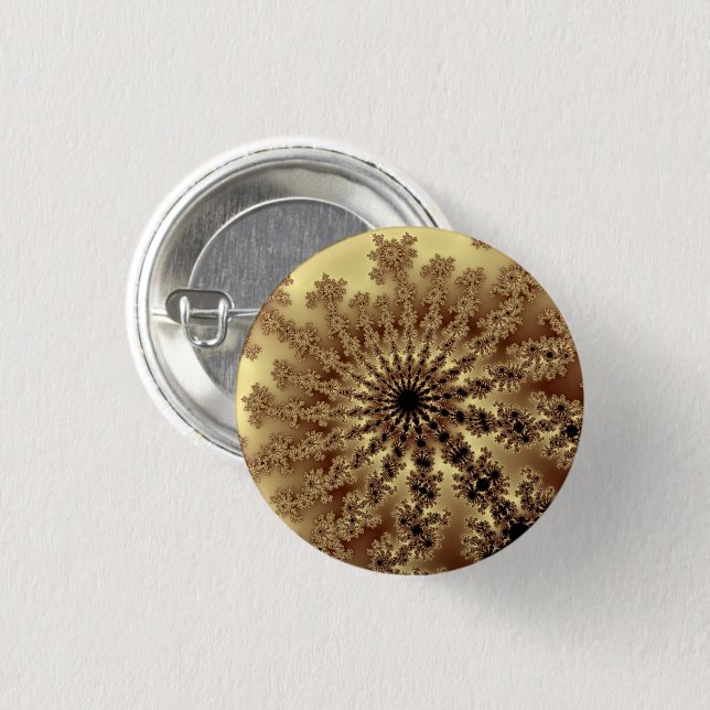 Macaron Rond 2,50 Cm Bouton rond Fractal Or Personnalisé (Devant & derrière)