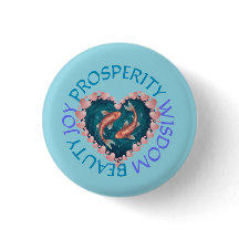 Bouton rond Koi rose et turquoise