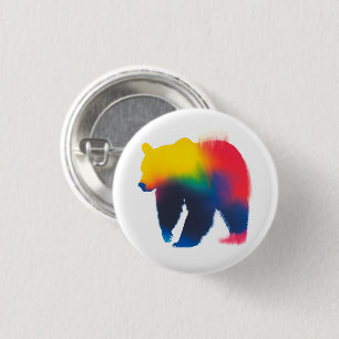Macaron Rond 2,50 Cm Bouton rond Silhouette de l'ours de peinture à Spr