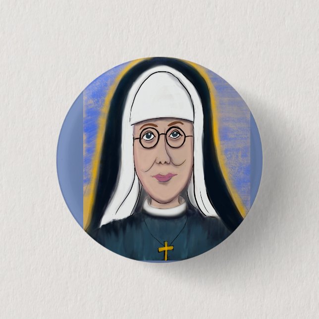 Macaron Rond 2,50 Cm Bouton rose béni de Marie (Devant)