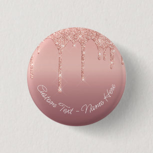 Macaron Rond 2,50 Cm Bouton Rose de Parties scintillant Gold Blush