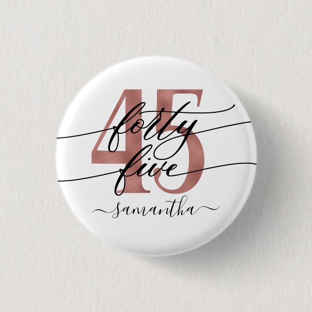 Macaron Rond 2,50 Cm Bouton Rose Gold 45th Birthday (Devant)