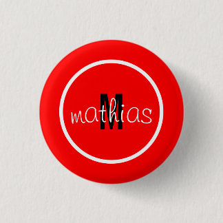 Macaron Rond 2,50 Cm Bouton rouge avec nom
