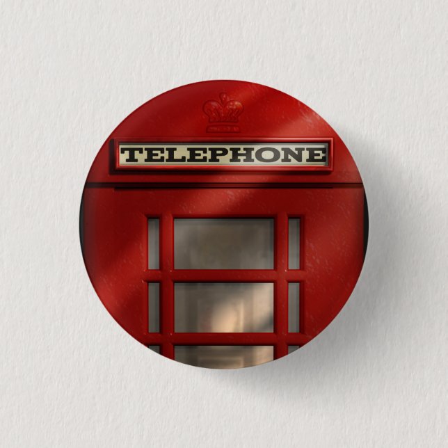 Macaron Rond 2,50 Cm Bouton rouge britannique de cabine téléphonique (Devant)