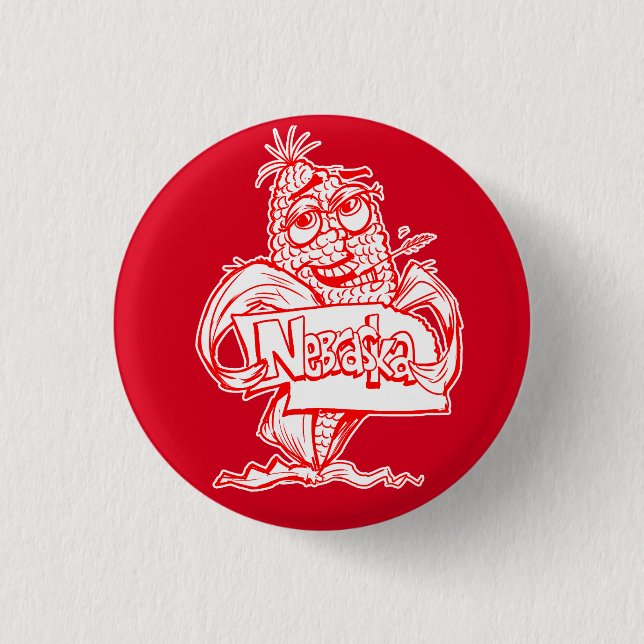 Macaron Rond 2,50 Cm Bouton rouge du Nebraska (Devant)