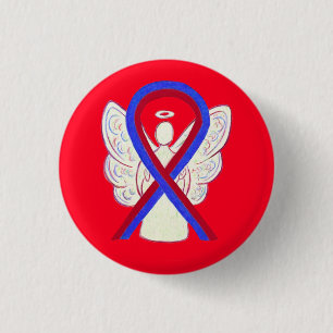 Macaron Rond 2,50 Cm Bouton rouge et Bleu Sensibilisation Angel Pins Bo