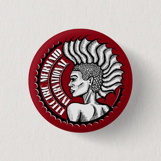 Macaron Rond 2,50 Cm Bouton rouge international de sirène électrique (Devant)