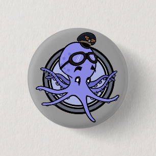 MACARON ROND 2,50 CM BOUTON ROUND PILOTE OCTOPUS DE CARTOON AMUSANT