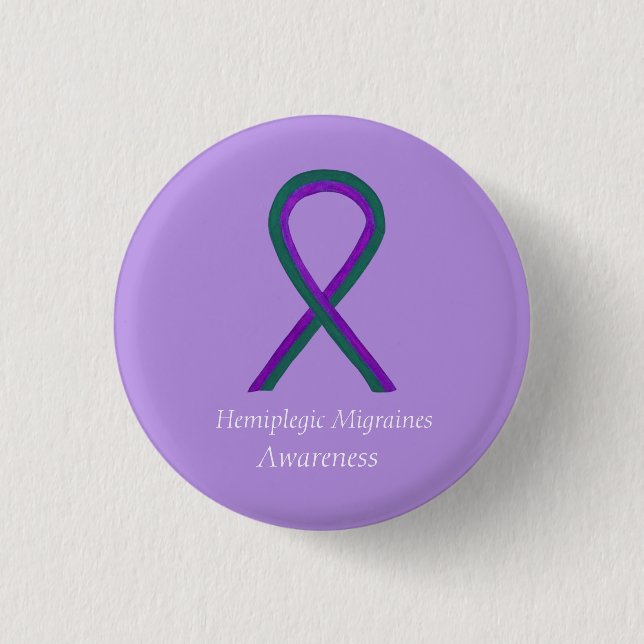 Macaron Rond 2,50 Cm Bouton ruban de sensibilisation à la migraine hémi (Devant)
