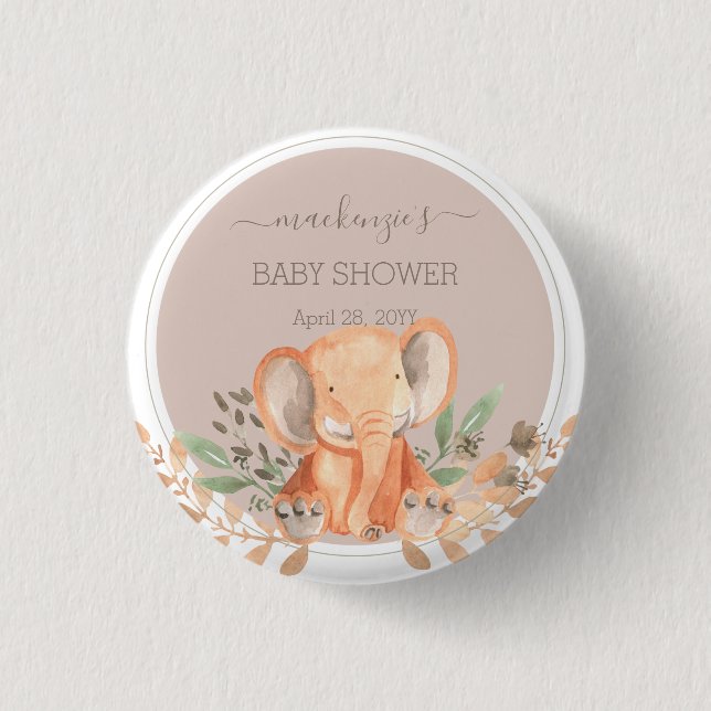 Macaron Rond 2,50 Cm Bouton Safari Elephant Boho Aquarelle (Devant)