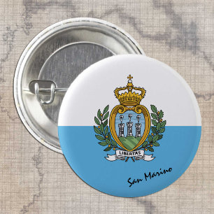 Macaron Rond 2,50 Cm Bouton Saint-Marin, Drapeau Saint-Marin patriotiqu