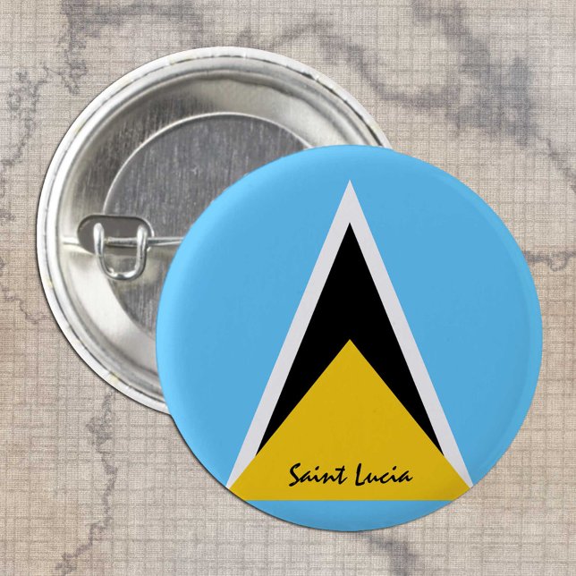 Macaron Rond 2,50 Cm Bouton Sainte-Lucie, Drapeau patriotique Sainte-Lu (Créateur téléchargé)