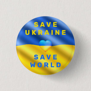 Macaron Rond 2,50 Cm Bouton Save Ukraine Save World Support Freedom