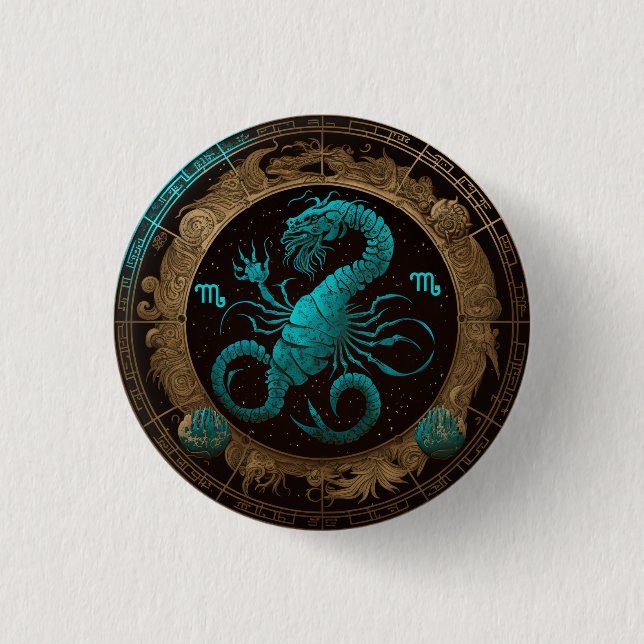 Macaron Rond 2,50 Cm Bouton Scorpio Zodiac Star Sign (Devant)