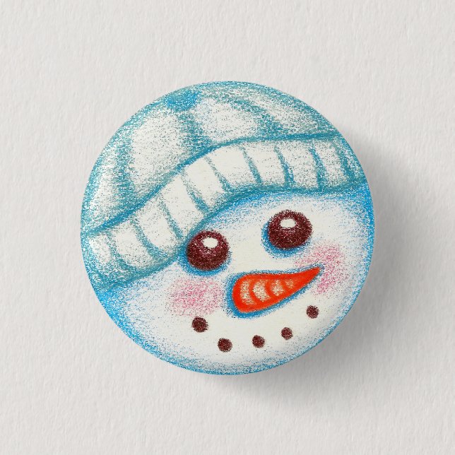 Macaron Rond 2,50 Cm Bouton Snowman (Devant)