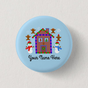Macaron Rond 2,50 Cm Bouton Snowman & House #3