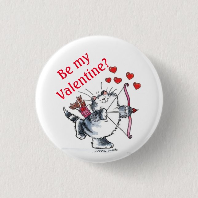 Macaron Rond 2,50 Cm Bouton - Sois ma Saint Valentin ? (Devant)