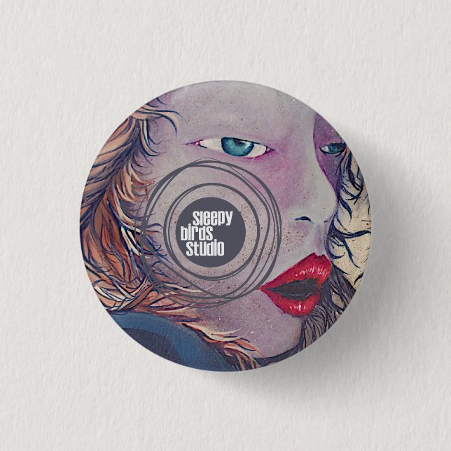 Macaron Rond 2,50 Cm Bouton somnolent 2 de studio d'oiseaux (Devant)