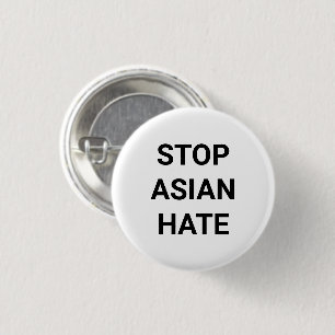 Macaron Rond 2,50 Cm Bouton Stop Asian Hate, noir blanc Pin