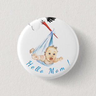 Macaron Rond 2,50 Cm Bouton Stork and Baby Funny - Texte personnalisé