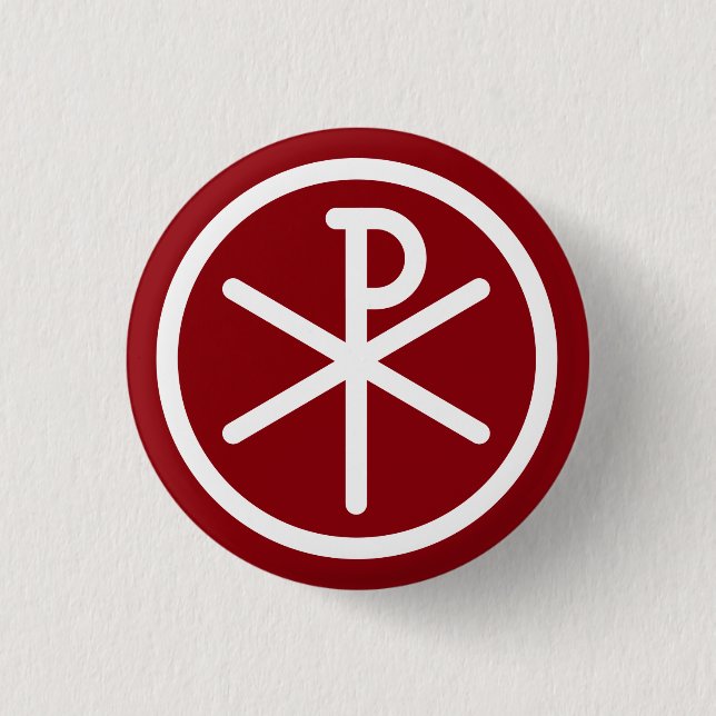 Macaron Rond 2,50 Cm Bouton Symbole Christ Chi-Rho (Devant)