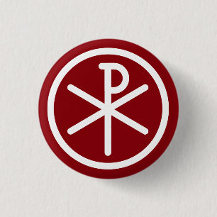 Macaron Rond 2,50 Cm Bouton Symbole Christ Chi-Rho
