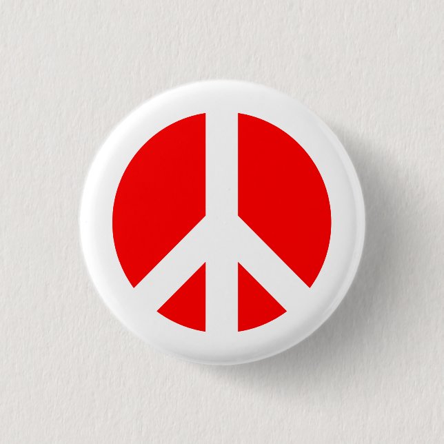 Macaron Rond 2,50 Cm Bouton Symbole de Paix Blanc et Rouge (Devant)