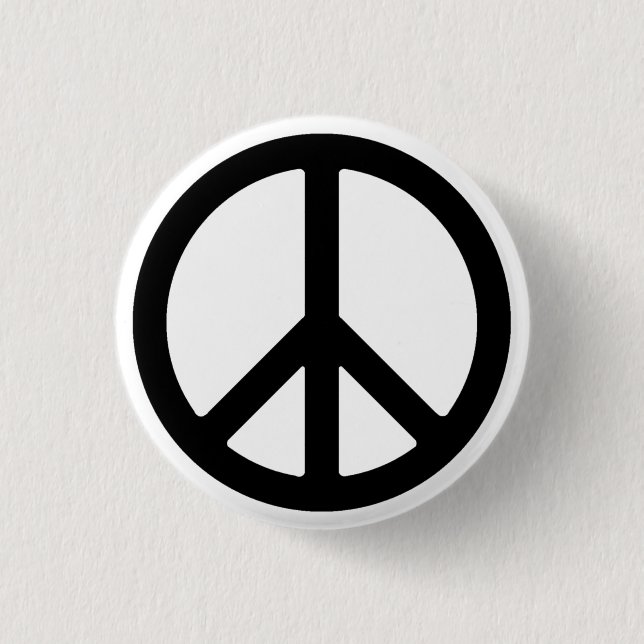 Macaron Rond 2,50 Cm Bouton Symbole de paix noir (Devant)