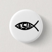 Bouton Symbole Poisson Jésus