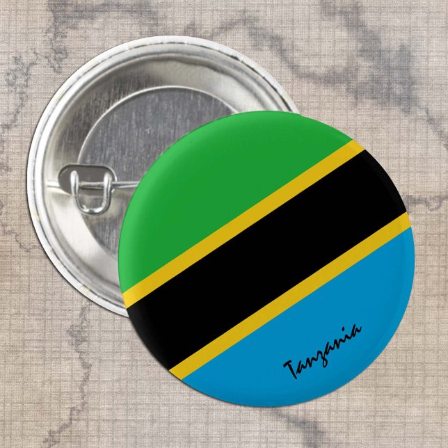 Macaron Rond 2,50 Cm Bouton Tanzanie, mode patriotique du drapeau tanza (Créateur téléchargé)