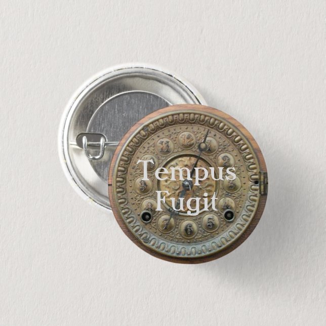 Macaron Rond 2,50 Cm Bouton Tempus Fugit (Devant & derrière)