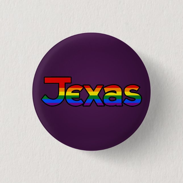 Macaron Rond 2,50 Cm Bouton texte LGBT Texas Rainbow (Devant)