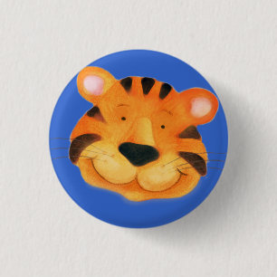 Macaron Rond 2,50 Cm Bouton tigre - orange et bleu