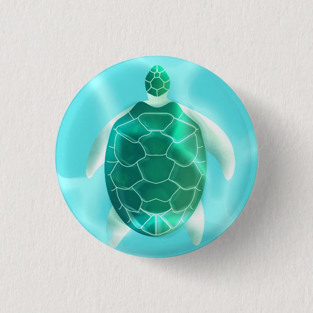 Macaron Rond 2,50 Cm Bouton Tortue de mer (Devant)