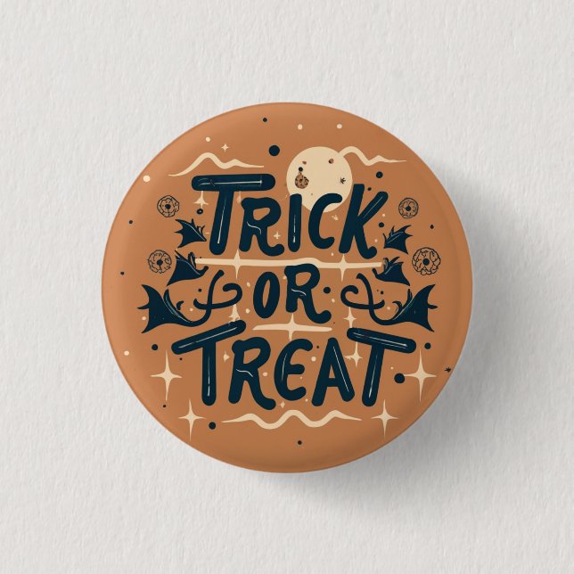 Macaron Rond 2,50 Cm Bouton Trick ou Treat (Devant)