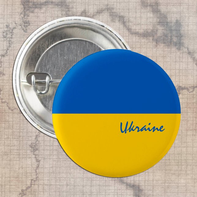 Macaron Rond 2,50 Cm Bouton Ukraine, mode drapeau ukrainien patriotique (Créateur téléchargé)