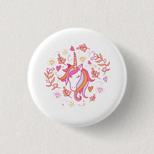 Macaron Rond 2,50 Cm Bouton Unicorne rose et orange