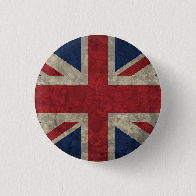 Macaron Rond 2,50 Cm bouton Union Jack (Devant)