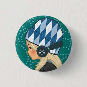 Macaron Rond 2,50 Cm Bouton v.2 de mélomane (fille d'écouteurs)