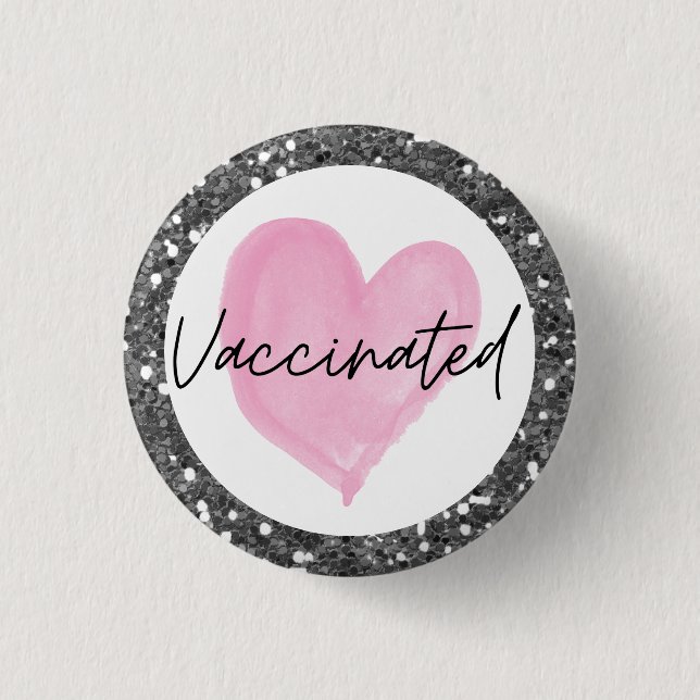 Macaron Rond 2,50 Cm Bouton Vacciné Coeur Rose Parties scintillant Arge (Devant)