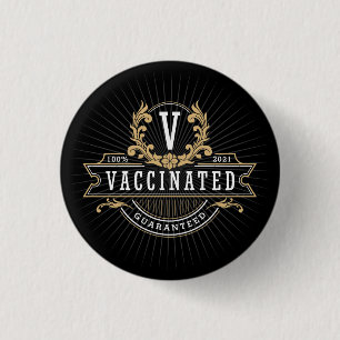 Macaron Rond 2,50 Cm Bouton vacciné  Emblème royal  VAX'd