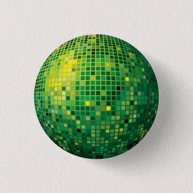 Macaron Rond 2,50 Cm Bouton vert Boule Disco (Devant)