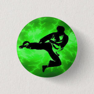 Macaron Rond 2,50 Cm Bouton vert de pinback d'homme de foudre