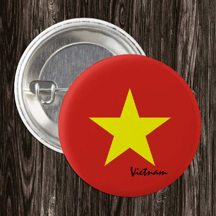 Macaron Rond 2,50 Cm Bouton Vietnam, mode patriotique du drapeau vietna
