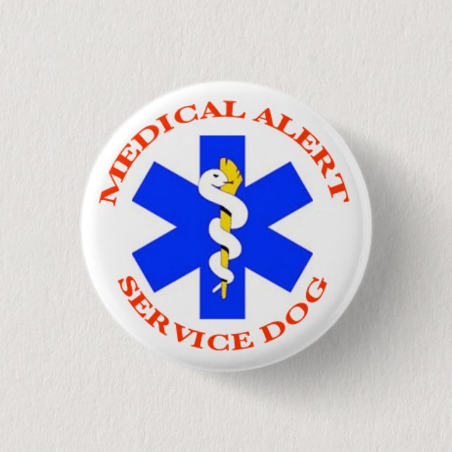 Macaron Rond 2,50 Cm Bouton vigilant Médicale de chien de service (Devant)